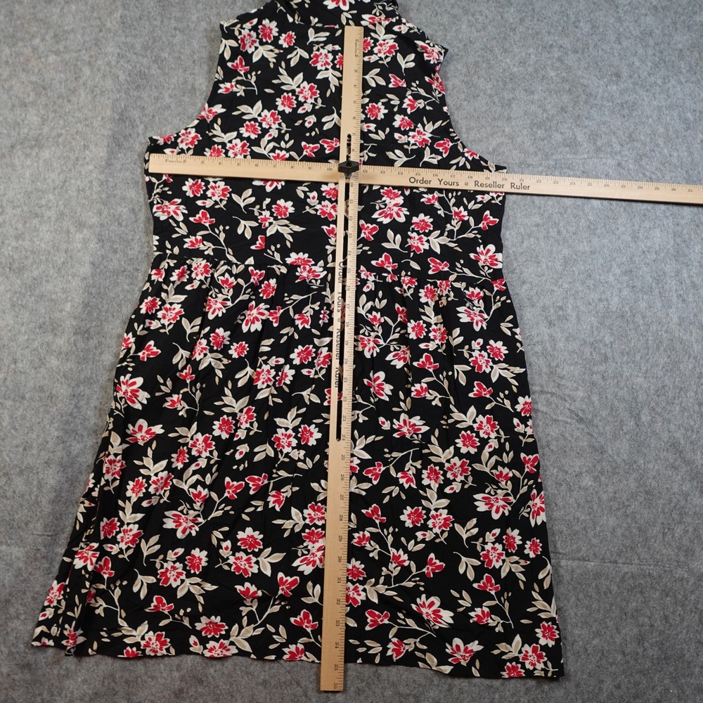 J Jill Dress Womens Large Black Floral Sleeveless Collared Midi Dress Pockets - Picture 4 of 10